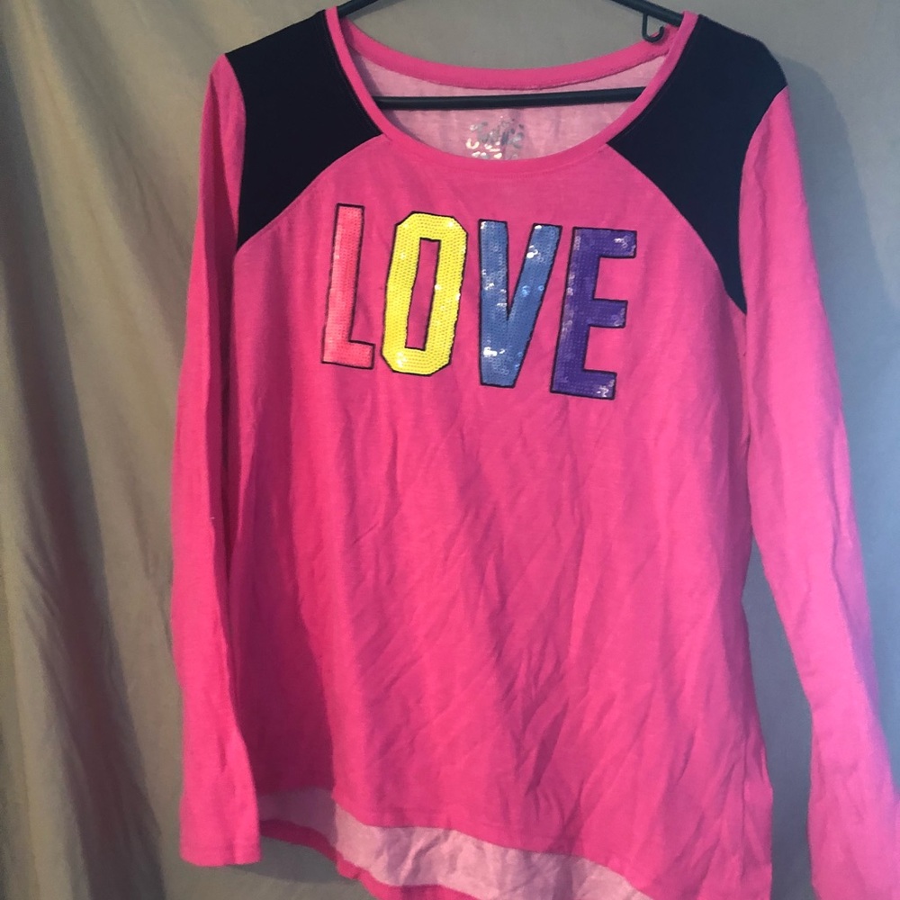 Pink and black long sleeved T-shirt